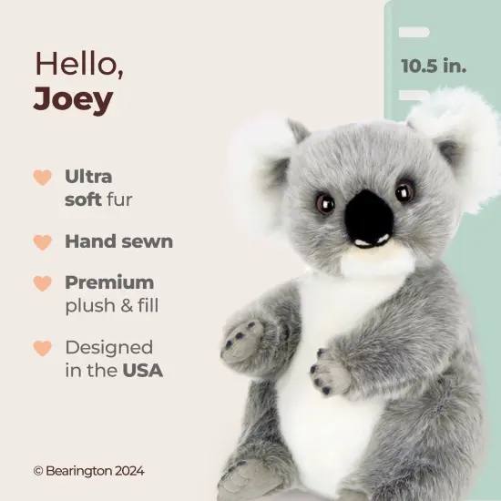 Bearington Lil&rsquo; Joey Koala Bear Stuffed Plush Koala, Ultra-Soft 10.5&rdquo; Plush Toy, with Premium Fill, Expressive Face and Velour Belly; Machine Washable, Great Gift for Animal Lovers, For Ages 0-14 Grey {2}