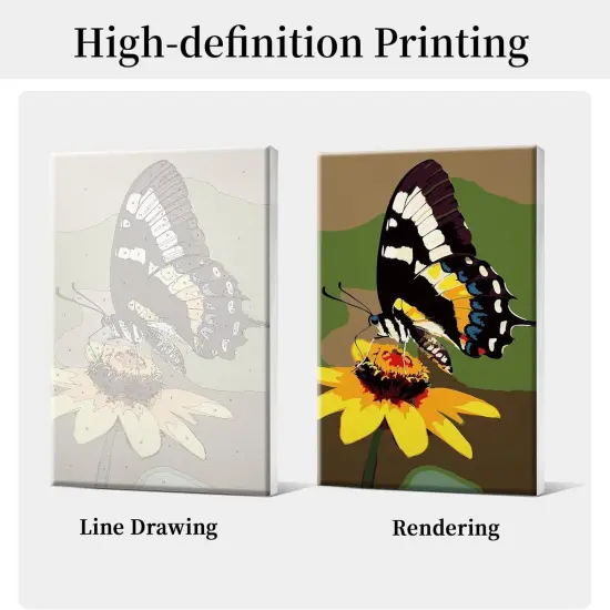 Framed Paint by Numbers Kit for Adults, Butterfly Paint by Numbers Kit for Adults with Easel, DIY Flower Butterfly Paint by Number with Frame, Adult Paint by Number Kits on Canvas 8x12 Inch {4}