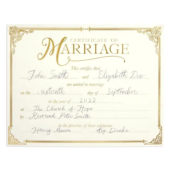 48 Pack Marriage Certificates with Gold Foil Edges for Wedding Ceremony, Official Newly Weds, Expecting Marriage Proposals, Blank Wedding Certificate (11 x 8.5 Inches) {6}