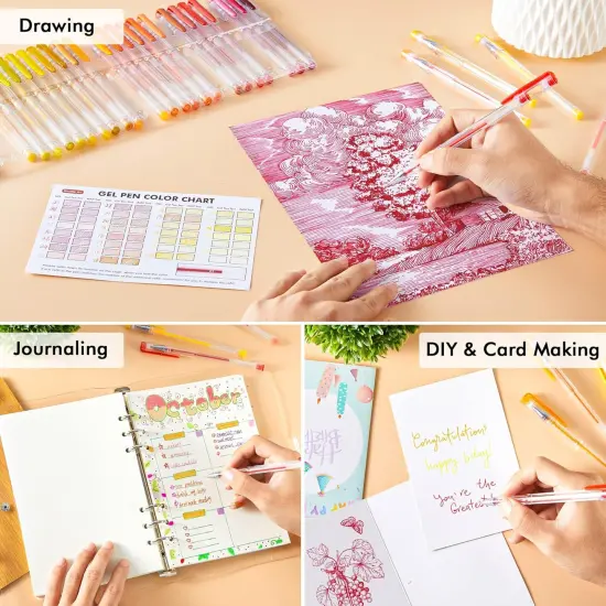 60 Pack Red Yellow Tone Gel Pens, 30 Red Orange Yellow Gel Pens with 30 Refills for Adults Coloring Books Journaling Drawing Nature, Landscapes, Animals Scenes {5}