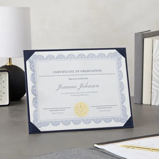 3 Pack Navy Blue Certificate Holders with Stand, Single-Sided Document Holders for Diplomas, Awards, Certifications (fits 8.5 x 11) {3}