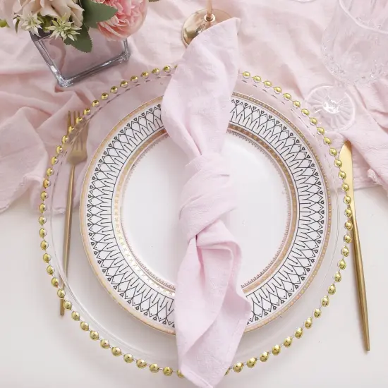 Dinner Cloth Napkins Bulk,100% Soft Cotton Linen Napkins,Washable Napkins with Hemmed Edges for Wedding Decorations,Family Event Parties,16&rdquo;*16&rdquo;,(Set of 12, Pale Pink) {1}