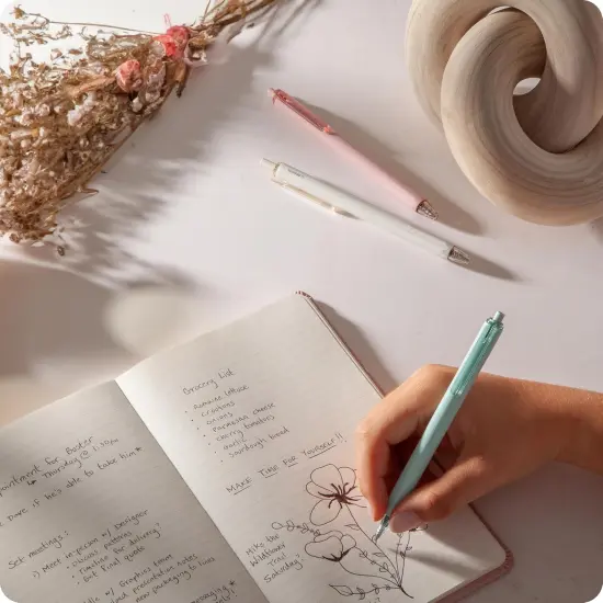 U-Eco Recycled Gel Click Pens, Set of 12, Pastel Speckle, Medium (0.7 mm) Point, Black Ink {4}