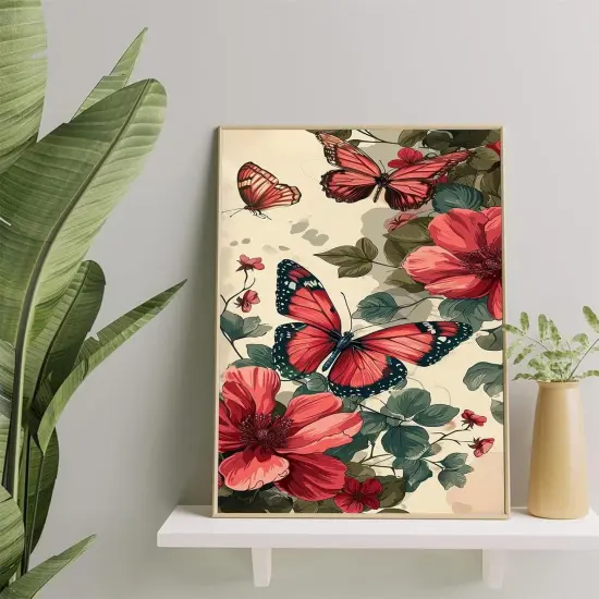 Paint by Number for Adults Framed Canvas, DIY Butterfly Arts and Crafts for Adults Beginner with Wooden Easel, Paint Brushes, Acrylic Paint Set for Home Wall Decor {3}