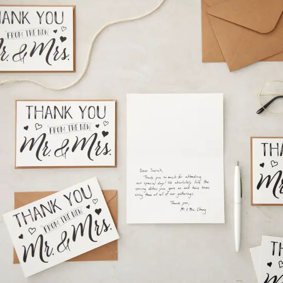 120 Pack Wedding Thank You from the New Mr and Mrs Cards Bulk with Kraft Brown Envelopes for Weddings, Showers, 4x6 in {3}
