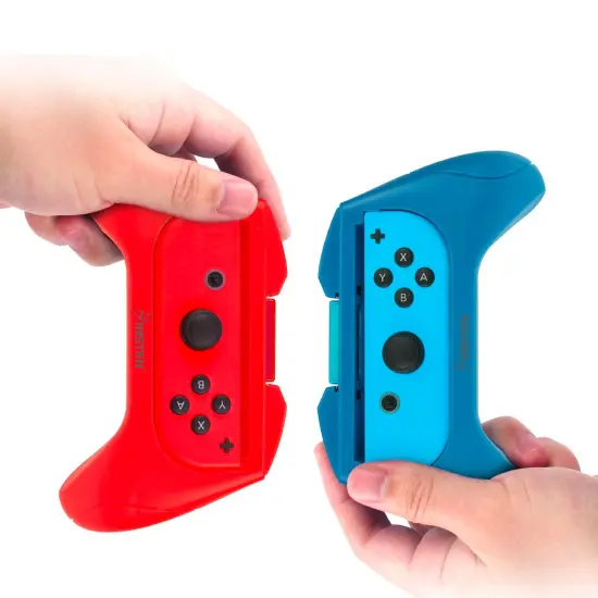 2 Pack Controller Grips for Nintendo Switch Joy Con Controllers & OLED Model, Protective Handheld Holder, Red/Blue {7}