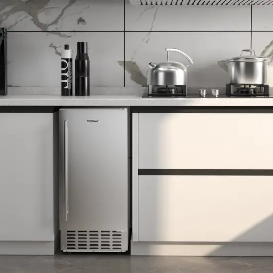 Silver Stainless Steel Nugget Ice Maker with LCD Timer & 18 lb Storage {5}