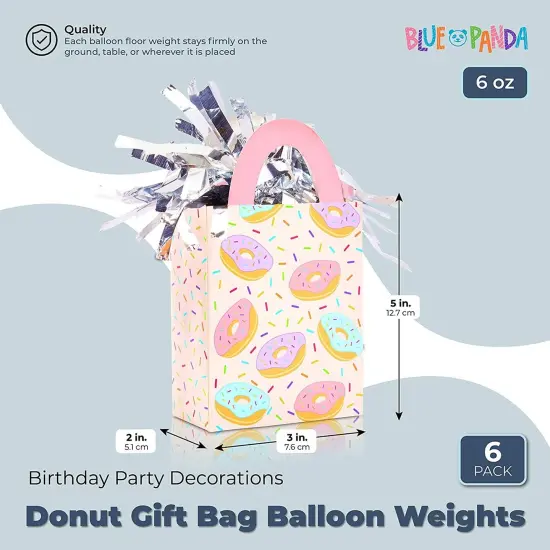 Donut Gift Bag Balloon Weights, Birthday Party Decorations (6 oz, 6 Pack) Silver {2}