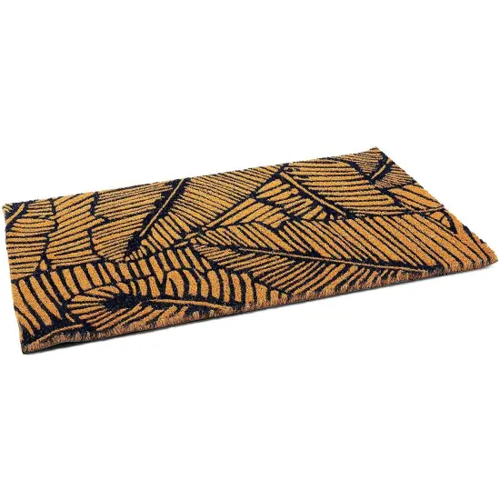 Natural Coir Welcome Door Mat, Bohemian Style Decor (Brown, Black 17 x 30 in) {6}