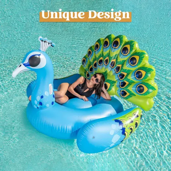 Inflatable Peacock Pool Float - Giant Peacock Fun Beach Floaties, Pool Party Decorations Adult Size Inflatable Animal Summer Swim Pool Raft Toys Lounge for Adults & Kids {2}