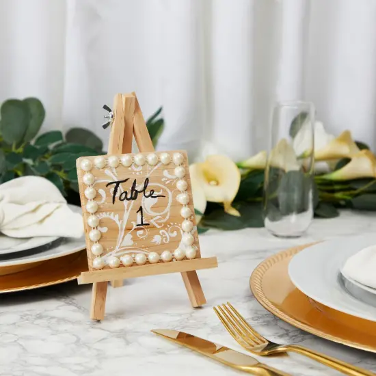 6-Pack Wooden Easel, Mini Easel Stands and Place Card Holders for Table Top Artwork Display, Invitations, Photos, Party Favors, DIY Arts and Crafts Projects (7 Inches) Brown {3}