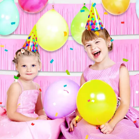 3 Pack 10 Long Macaron Pink Metallic Foil Fringe Garland Wall Hanging Tassle Banner, Mother's Day, Easter, Parade Floats, Birthday, Theme Party, Wedding Party Decorations {3}