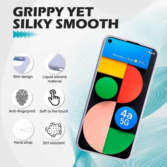 Insten Liquid Silicone Case For Google Pixel 4a 5G (2020)(NOT For Pixel 4a) Soft Microfiber Lined Full Body Protective Slim Cover, Purple {2}