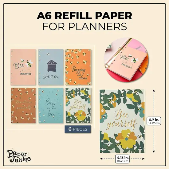 A6 Refill Paper in 6 Designs (4.13 x 5.76 in, 6 Pack) White {2}
