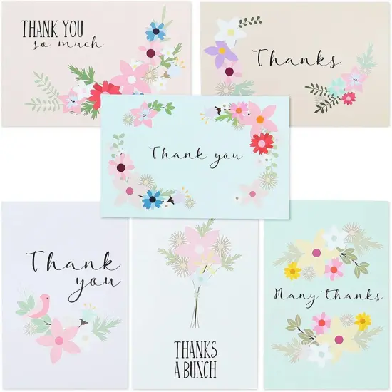 72 Pack Thank You Postcards, Floral Note Cards for Wedding, Bridal Shower, Baby Shower, 4x6 in Multicolor {1}