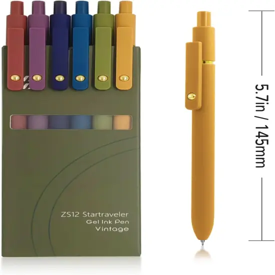 Gel Pens, 6 Pcs 0.5mm Fine Point Smooth Writing Pens Cute Pens, High-End Series Black Ink Pens for Journaling Note Taking, School Office Supplies for Women Men (6 Pcs Gold Vintage) {4}