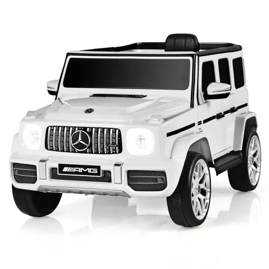 Steel Mercedes-Benz G63 Ride-On Car with Remote, Music and 2 Seats White {1}