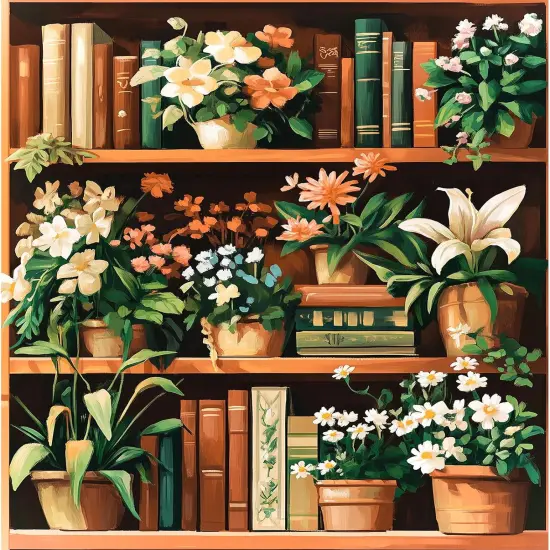 Plants Paint by Numbers for Adults-Paint by Numbers Kit for Adults, Bookshelf Painting by Numbers for Gift Home Wall Decor(Plants,16x20 inch) {1}