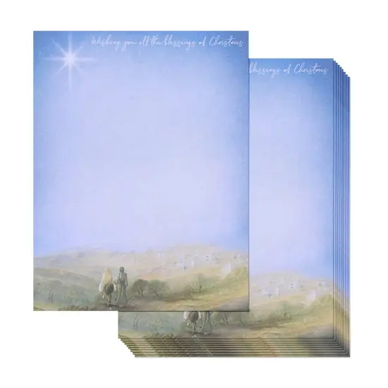Paper Junkie 96 Sheets Nativity Scene Christmas Stationary Paper for Writing Christmas Letters, Decorative Printer Paper, Printer Friendly Paper for Festive Gifting Season and Holidays (8.5 x 11 In) Blue {1}