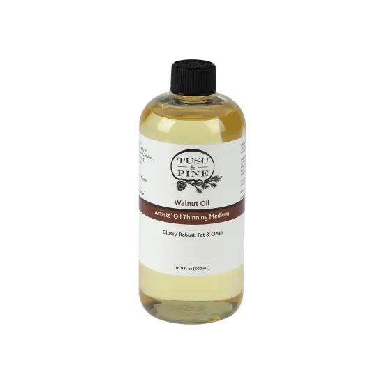 Tusc & Pine Walnut Oil for Painting - 16.9 Oz Bottle - Professional Artists' Paint Medium, Increase Sheen, Slows Drying Time, Solvent Free Thinner, Refined in Small Batches in North Carolina {1}