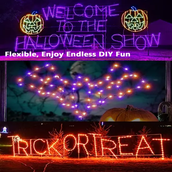 Orange & Purple 78FT 240 LED Solar Halloween Fairy Lights {4}