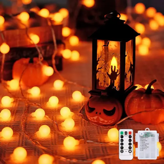 33ft 100 LED Orange Lights for Halloween {1}