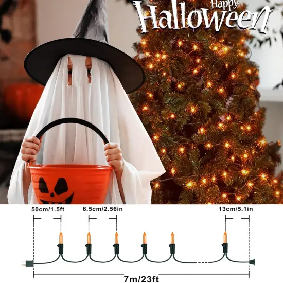 2 Pack Orange Halloween String Lights - 13FT, 50 LED {5}
