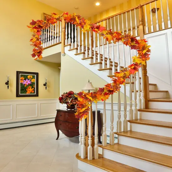 2 Packs Fall Maple Leaf Garland - 5.9Ft/Pieces (Orange) {4}