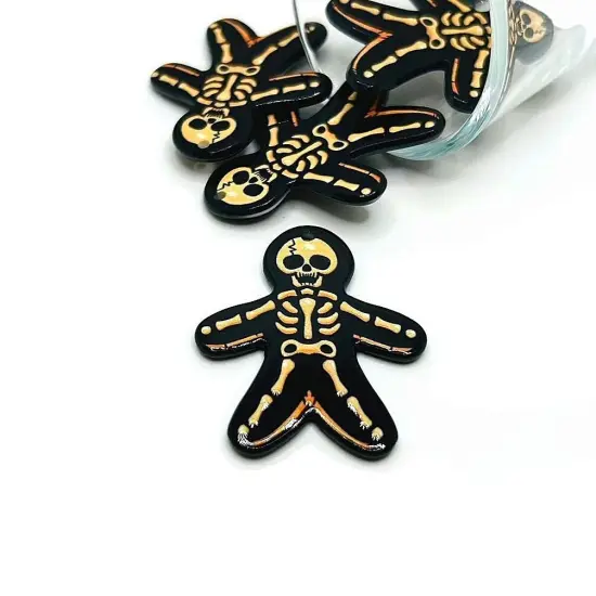 Creepy Christmas Skeleton Gingerbread Man Charms, 30x43mm {1}