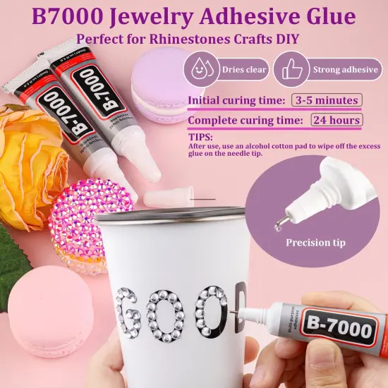 30000Pcs Flatback Resin Rhinestones with Tweezers and 3Pcs 10ml B7000 Glue - Silver Clear {5}