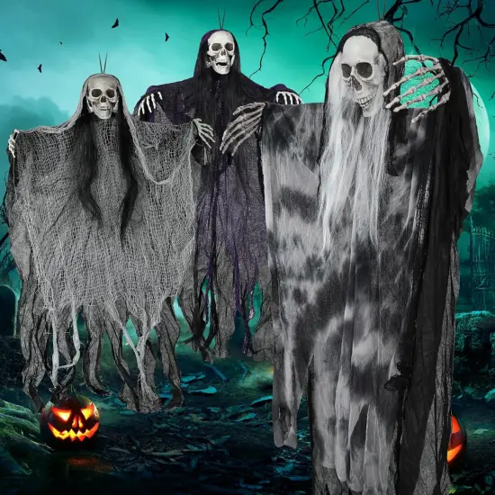 3 Pack Hanging Halloween Skeleton Ghosts Decorations {2}