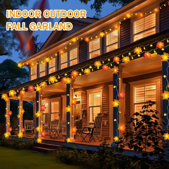 20 Pack Fall Decor Lighted Fall Garland, Total 200 Ft 400 LED Fall Maple Leaves {5}