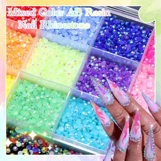 18000Pcs 3mm Flat-Back Resin Jelly Rhinestones with AB Coating {4}