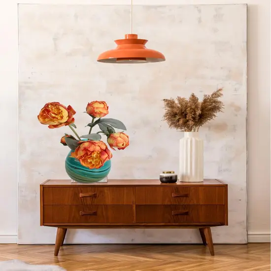 2 Bouquets Vintage Silk Peonies Flowers - 14 Heads (Orange) {5}