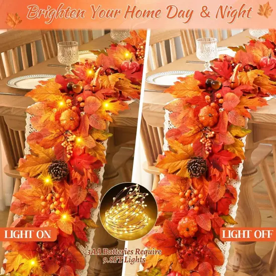 1 Pack 5.9 FT Fall Garland with Maple Leaves Pumpkins {5}