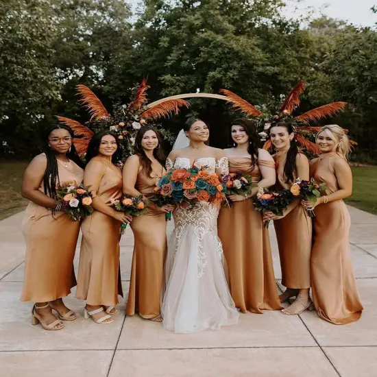 Artificial Flowers Bouquet Box Set (Orange, Teal) {3}