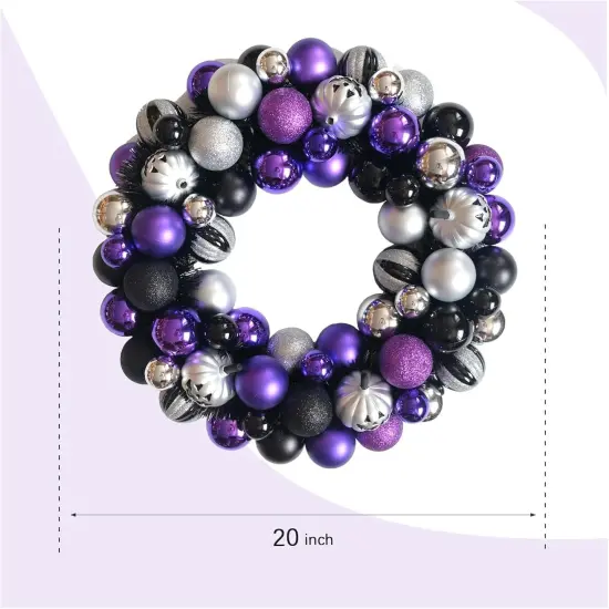 Halloween Ball Wreath - Sliver Purple Black Color {6}