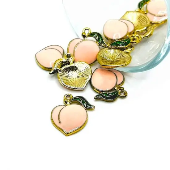Enamel Georgia Peach Charms, 17x16.5mm {1}