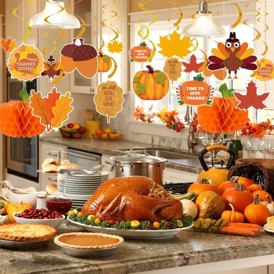 40PCS Thanksgiving Decorations - Pre-Assembled Banner & Garland {3}