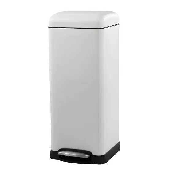 Stainless Steel Retro Step-On Trash Can with Liner 8 Gallon White {5}