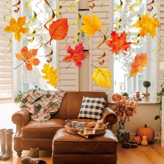 Fall Autumn Maple Leaf Hanging Foil Swirl {2}