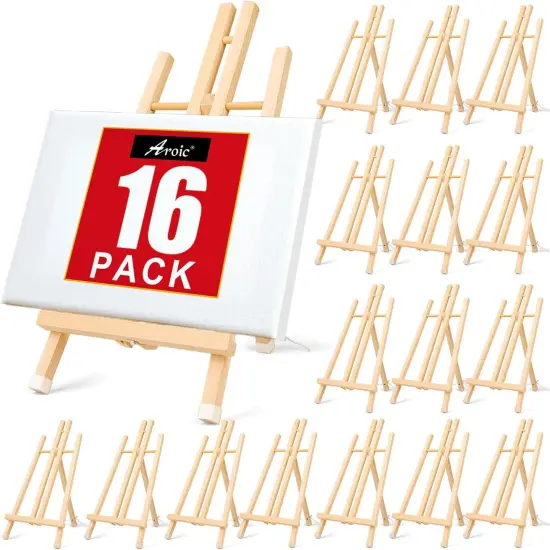 15In Wood Easels, Easel Stand for Painting Canvases（16PCS） {1}