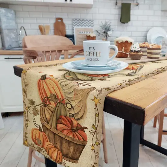 Fall Harvest Vintage Pumpkins Table Runner - Fall Pumpkin {2}