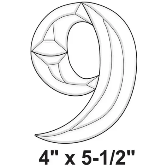 4" x 5-1/2" Exquisite Clear Glass Number 9 Bevel Cluster BN9 {2}