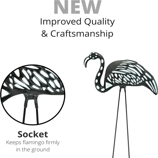 4E's Novelty Skeleton Flamingo Yard Ornaments &ndash; Set of 2 Large 23" Zombie Flamingos with Metal Stakes, Scary Halloween Outdoor Lawn, Garden, Porch, Patio Decorations, Durable Plastic & Weather-Resistant {5}