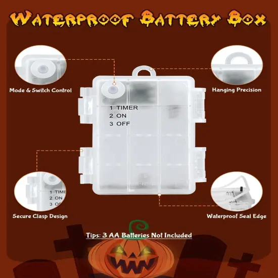 Orange Halloween String Lights Battery Operated With Timer - 9.8Ft, 30LED {5}