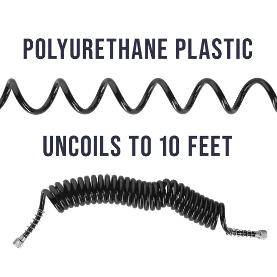 Premium 10 Foot Recoiling Airbrush Hose - Standard 1/8" BSP Air Brush Hose Adapter Fitting Connectors on Both Ends {4}