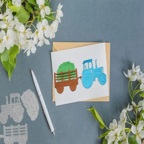 Metal Fall Farm Tractor Truck Cutting Dies for Card Making {3}
