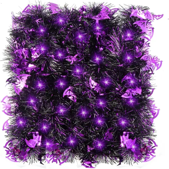 20FT/6M Halloween Tinsel Garland with LED Lights {2}
