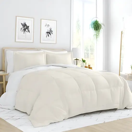 Microfiber Reversible Comforter Set with Baffle-Box Design {3}